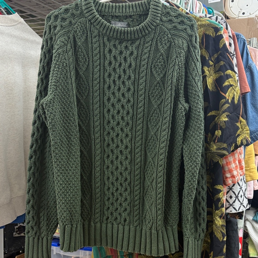 LL Bean Signature green cotton sweater
